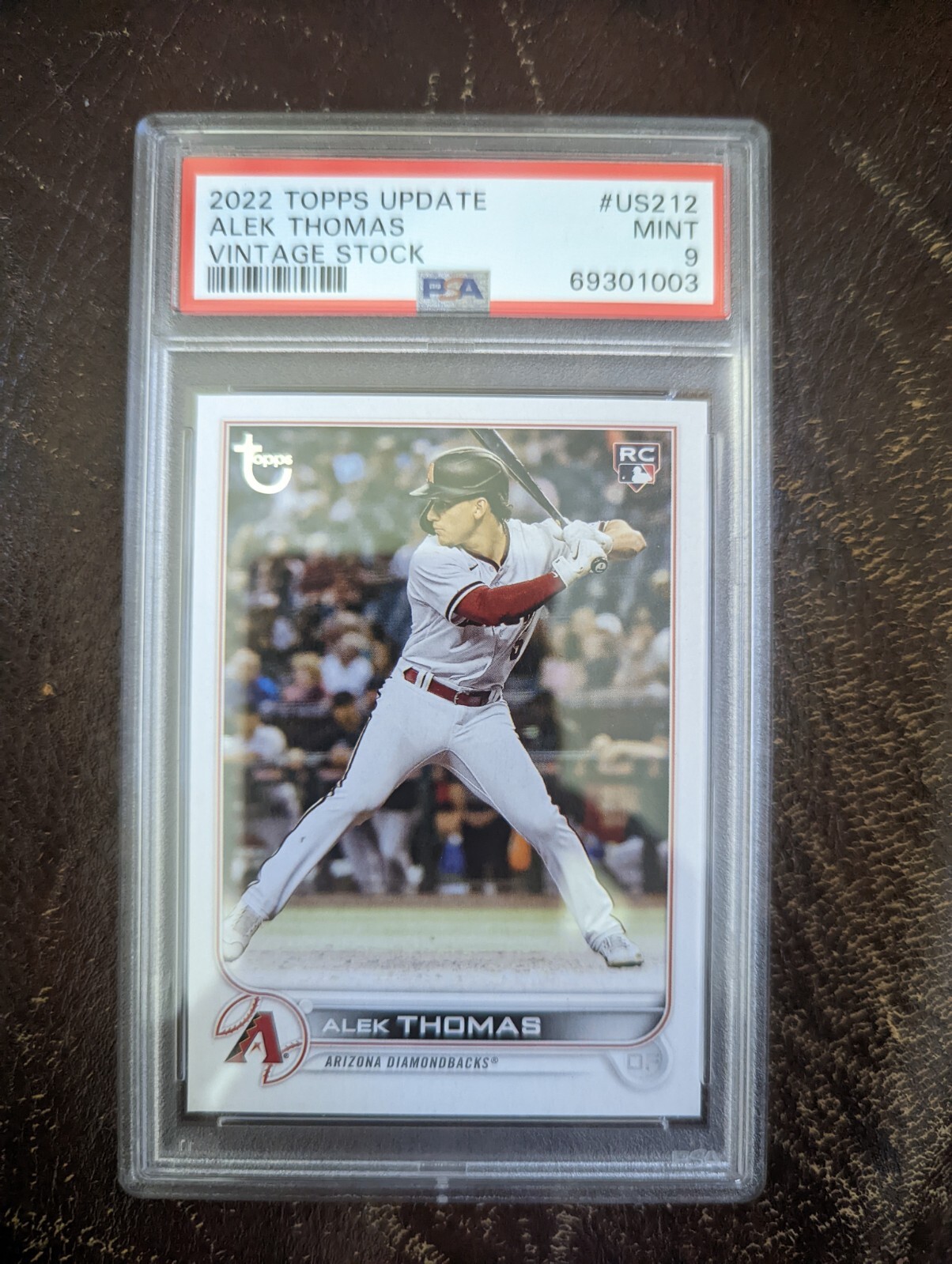 ALEK THOMAS 2022 TOPPS UPDATE SERIES US212 RC ROOKIE VINTAGE STOCK /99 PSA 9