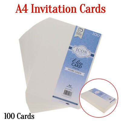100 x A4 Karten Party Hochzeit Geburtstag Einladung Kunst & Basteln Leinenkarte farbig