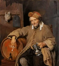Oil painting Gabriël Metsu - The Old Drinker hand painted in oil on canvas 36"