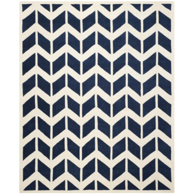 SAFAVIEH Chatham CHT746C Handmade Dark Blue / Ivory Rug