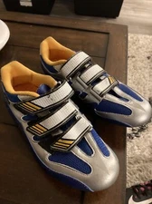 Adidas Cycling Girano Synthetic Blue And Silver Road Bike Shoes Cleats Size 6.5