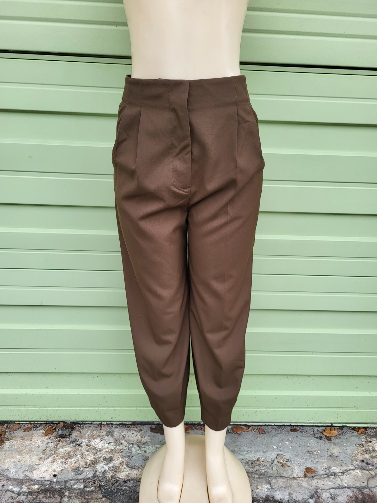 ZARA BROWN WIDE LEG HIGH-WAIST TROUSERS TAPERED WITH Darts S 26 WAIST O2128  | eBay