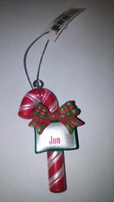 GANZ CANDY CANE PERSONALIZED CHRISTMAS ORNAMENT "JON"