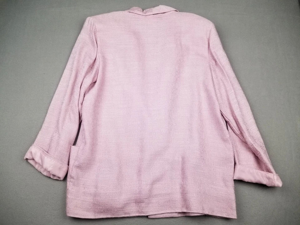 Платье Barn Blazer женщин L-XL розовый лен свет шаль винтажный США льняной смеси куртка  - Изображение 4 из 4