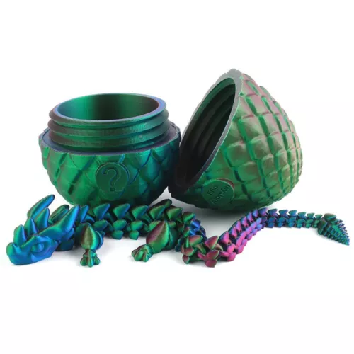 3D Printed Dragon Egg 12" Articulated Crystal Dragon Fidget Toy Figurine Decor