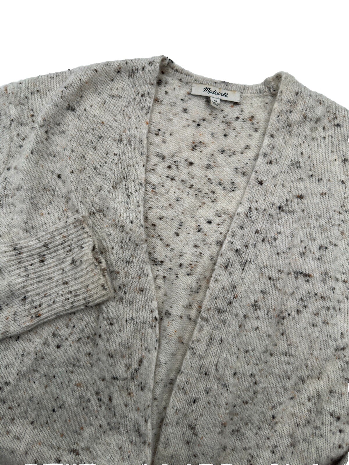 Madewell Donegal Kent Cardigan Sweater Sz XS Wool Blend Long Coziest Yarn Cream