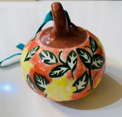 Rustic Handmade Redware Round Decorative Glazed  Decorative Ball