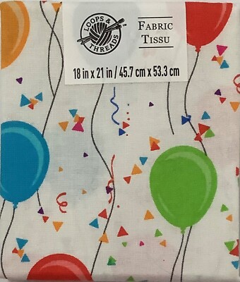 Loops and Threads Fabric Tissu, 100% Cotton, 18'' X 21'', Party Balloons Theme