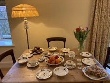 Royal Adams Fruits Ivory Titian Ware Hand Painted Dinner/Breakfast Set For 4