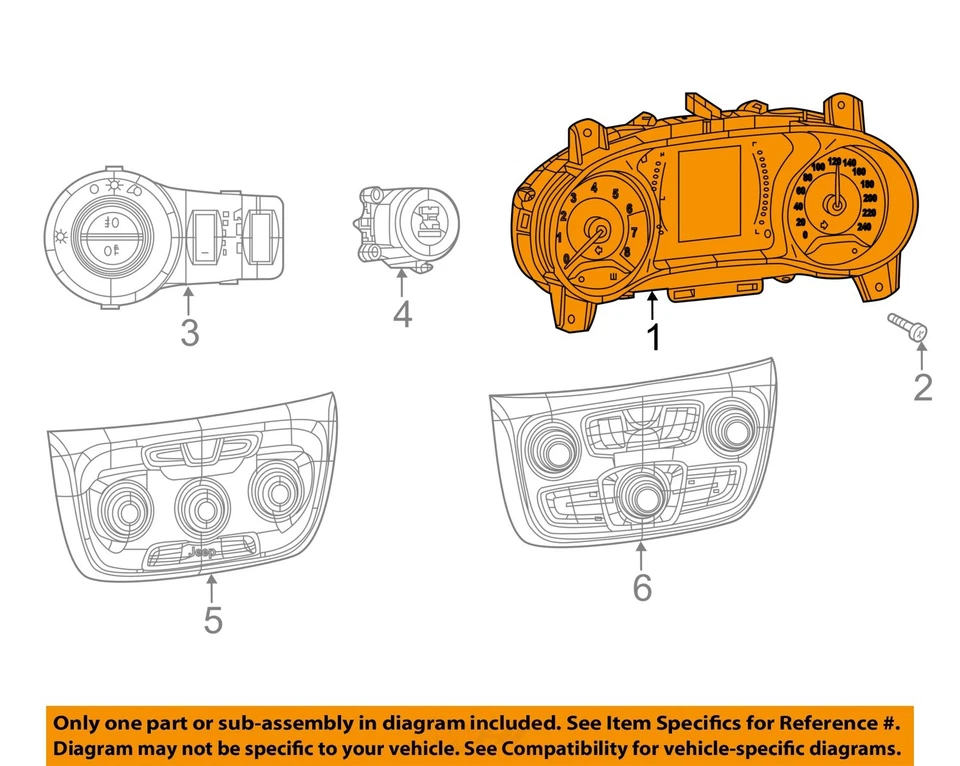 Used Speedometer Gauge fits: 2019 Jeep Compass cluster MPH 160 MPH 7.00`` displa Foto 3 de 4