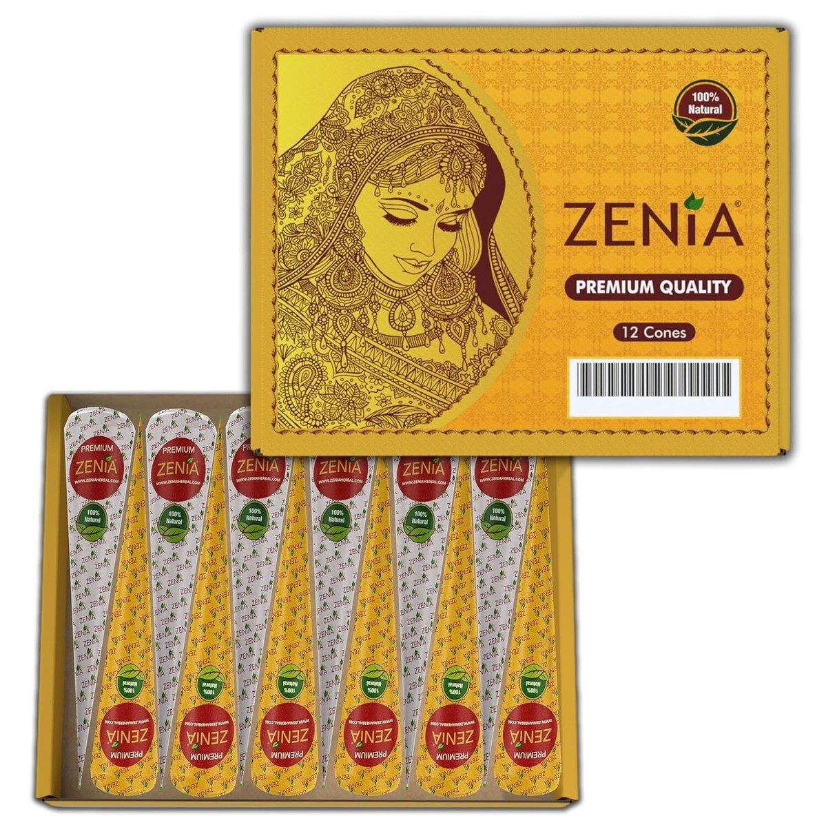 12 Pack Zenia 100% Premium Natural Henna Cones 35g | eBay