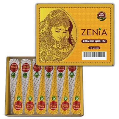 12 Pack Zenia 100% Premium Natural Henna Cones 35g | eBay