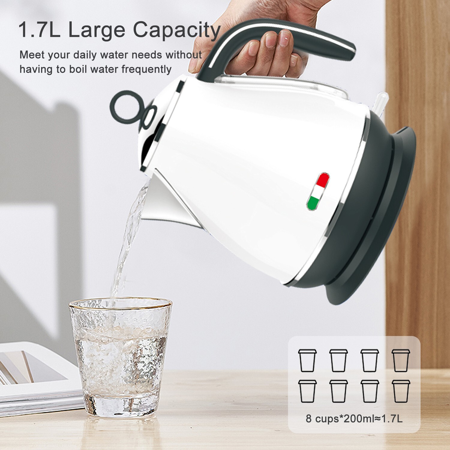 Vintage Electric Kettle White 1.7L Stainless Steel Auto OFF 2200W not