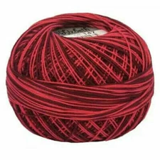 Lizbeth Egyptian Cotton Crochet Thread Size 20 Color 147 Red Burst