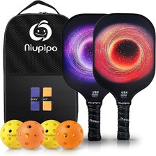 Pickleball Paddles Set of 2   USAPA Approved Fiberglass Rackets with 4 Balls
