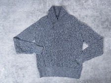 H M Knitted Sweater Mens Medium L.O.G.G. Gray Pullover Long Sleeve Cowl Neck