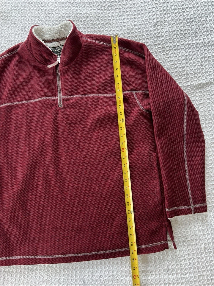 True Grit Sweater Mens Wine Red Sherpa Fleece Sweatshirt Jacket Adult X-Large - Image 4 of 4