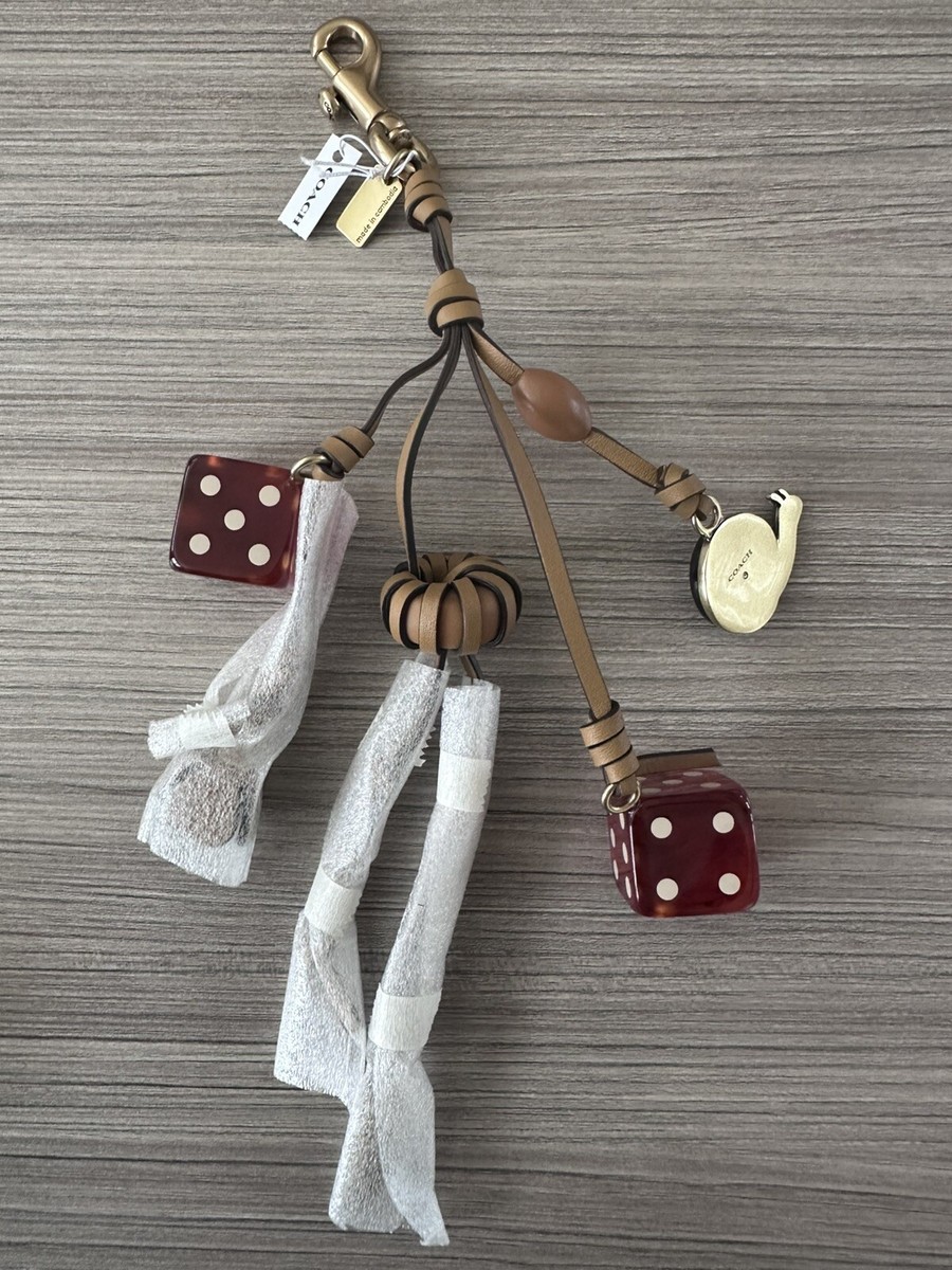 NWT Coach Snail Dice Feather Tea Rose Cluster Bag Charm