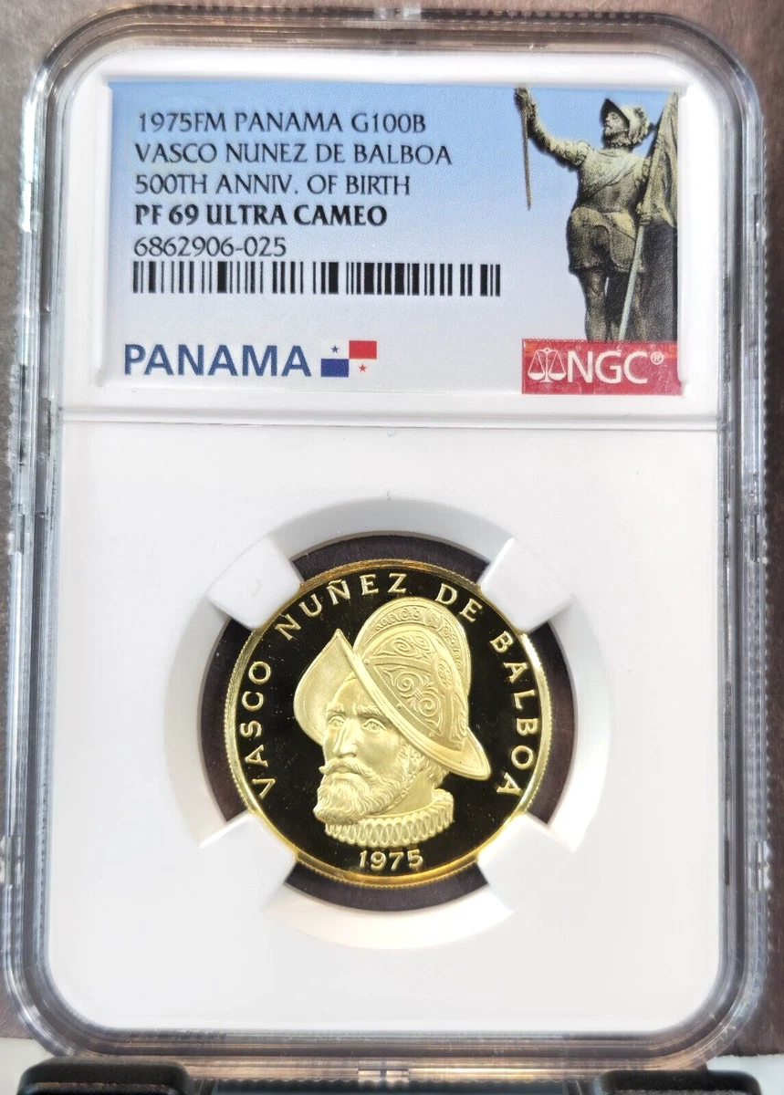 パナマ 1975 100B バルボア像 PCGS PR-67 DCAM Panama 100 Balboas