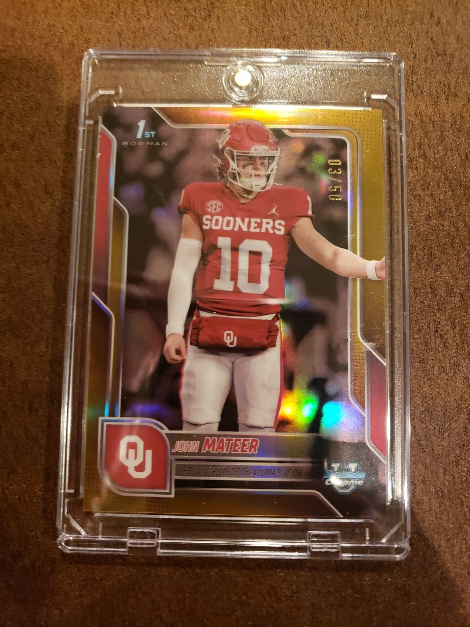 2025 Bowman University Chrome - John Mateer 1st Gold /50 (RC) Oklahoma