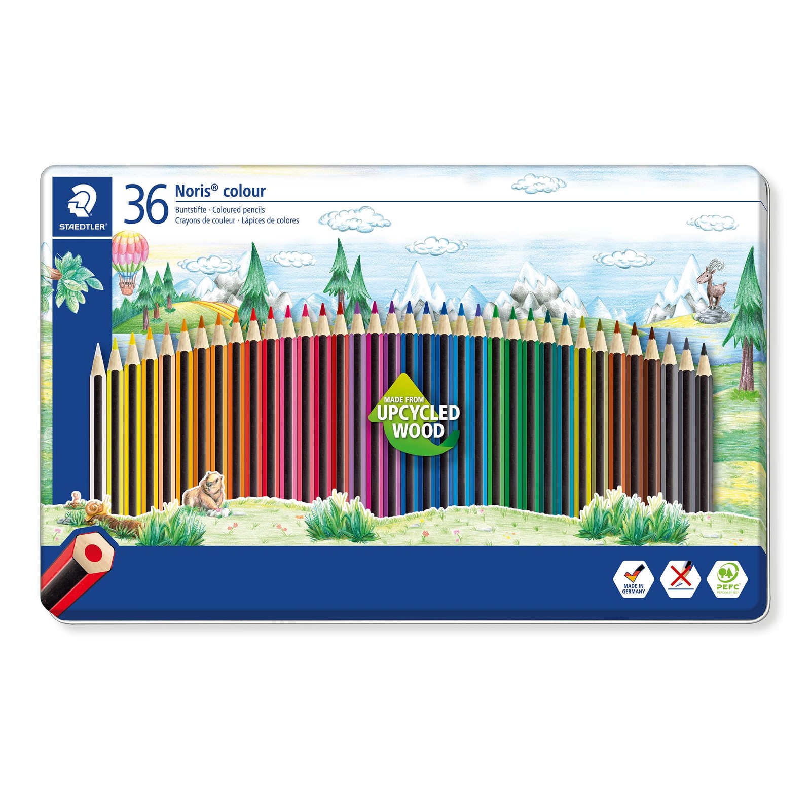 STAEDTLER 185 M36 Noris Colour Colouring Pencils - 36 Assorted Colours (Tin of 3