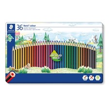 STAEDTLER 185 M36 Noris Colour Colouring Pencils - 36 Assorted Colours Tin of 3
