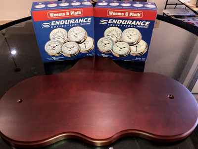 WEEMS & PLATH Endurance Brass 125 Barometer & Comfortmeter w Wall Mounting Board