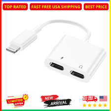 Dual iPhone Headphone Adapter, 2 in 1 Headphone Audio  Charger