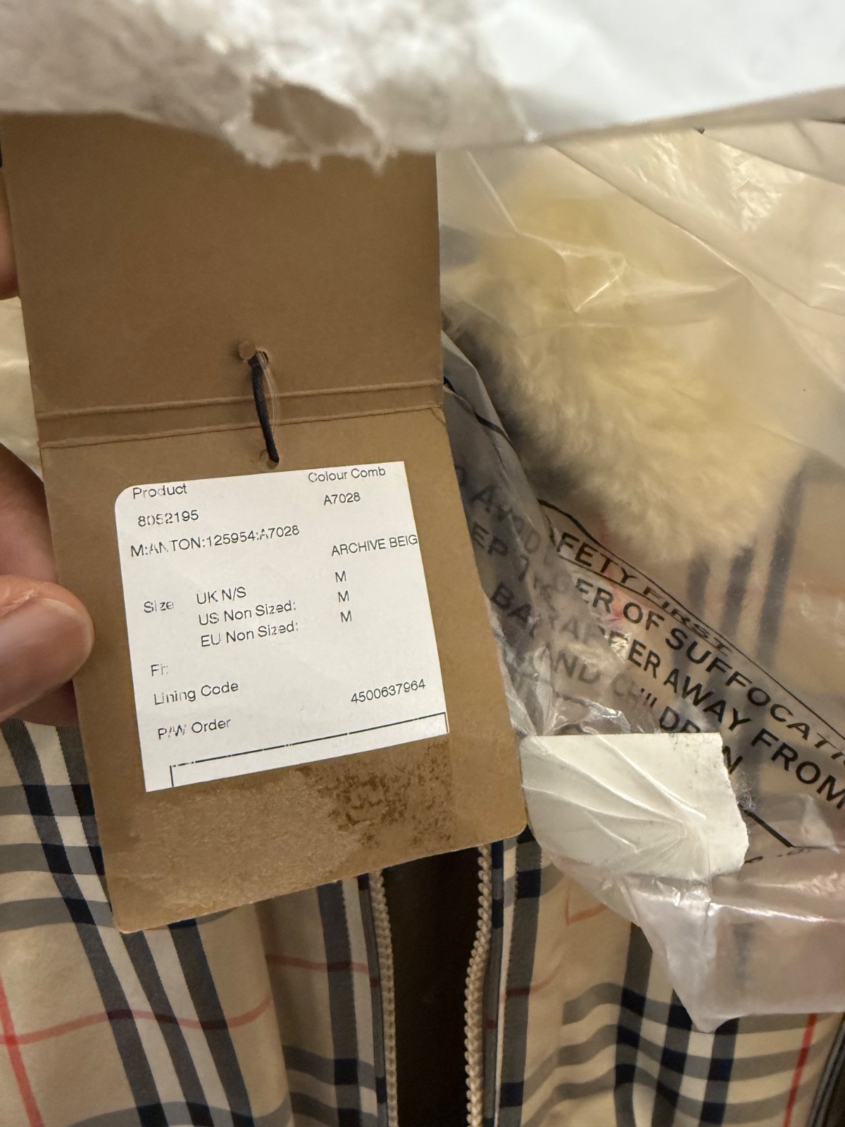 Supreme x Burberry Shearling Collar Down Puffer Jacket In Beige - Men’s Medium thumbnail 5