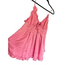 Vintage 90s Victoria's Secret Pink Silk Babydoll Small Slip Dress Ruffle Y2K