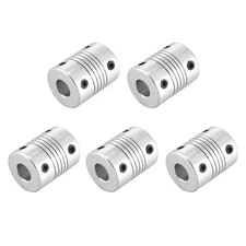 8mm to 10mm Aluminum Alloy Shaft Coupling Flexible Coupler L25xD19 Silver,5pcs