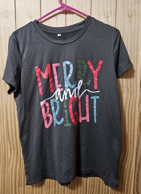 Womans Medium Merry And Bright Tshirt