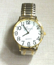 Geneva Womens Watch Round White Dial on Two Tone Stretch Band Quality New Style