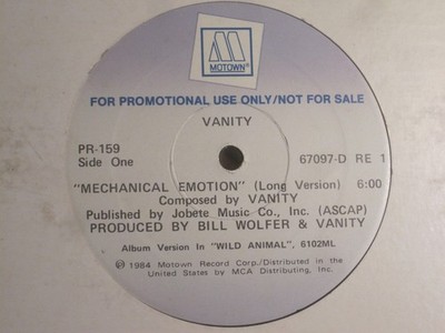 VANITY MECHANICAL EMOTION 12'' ORIG 1984 MOTOWN PR-159 PROMO ELECTRO FUNK GEM VG+