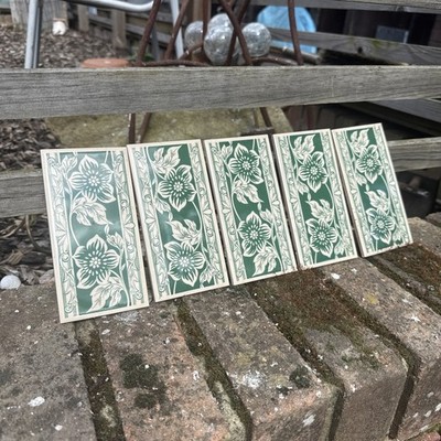 Antike englische Bergung Original viktorianische dekorative seltene Streifen 6x3'' (152x75) 