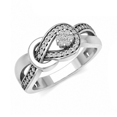 0,25 kt runder im Labor gezüchteter Diamant Unendlichkeit Knoten Cluster Ring Tanne 10 K Weißgold