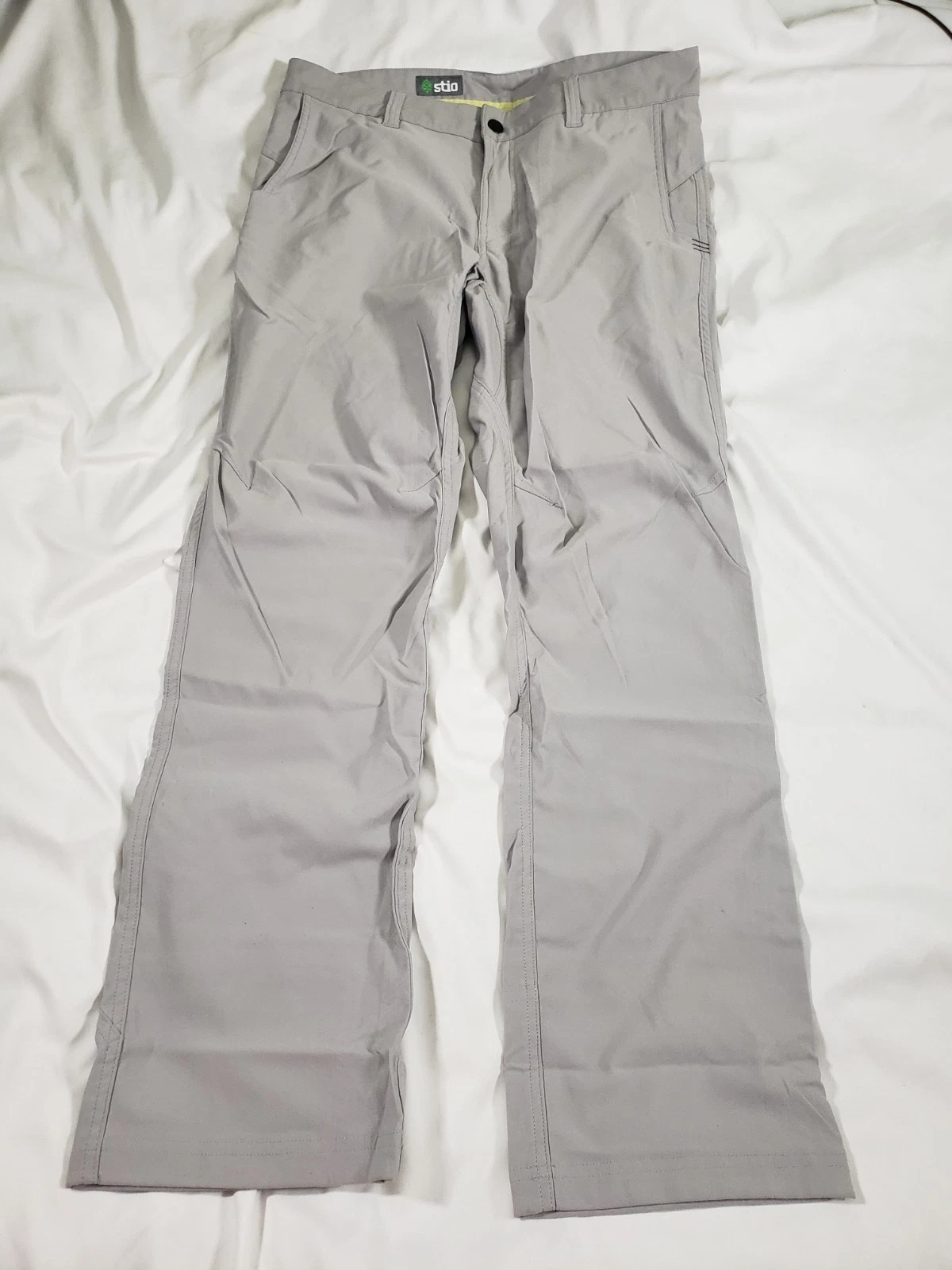 Stio Coburn Light Gray Chino Pants Mens 34s X 29 Hiking Outdoor Stretchy Trail