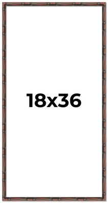 18x36 Frame Brown Bamboo with Dark Coffee/Walnut Finish | Solid Wood Picture Fra
