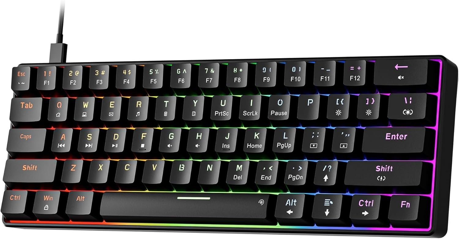 Teclado Mecanico 60 Percent Keyboard Mechanical with Backlit Keycaps Mac/Windows
