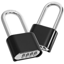 2 Pack 4 Digit Heavy Duty Combination Lock, Long Waterproof Shackle Padlock