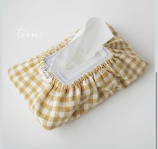 Universal Baby Wipe Cover - Mustard Yellow Gingham