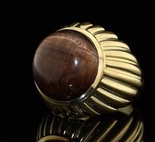 Classy gold plated Tigers Eye Pinky Ring Size L 1/2