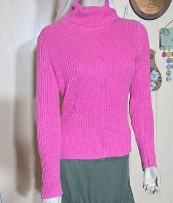 VTG Y2K Ribbed Knit Turtleneck Sweater Jrs. Medium Office Siren Core Coquette