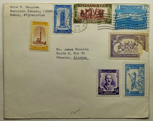 1961 Afghanistan From American Embassy in Kabul to USA Postal History Cover