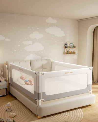 ONEYA BABY King Size Bed Rail Guard 3-Piece Adjustable Toddler Safety Set