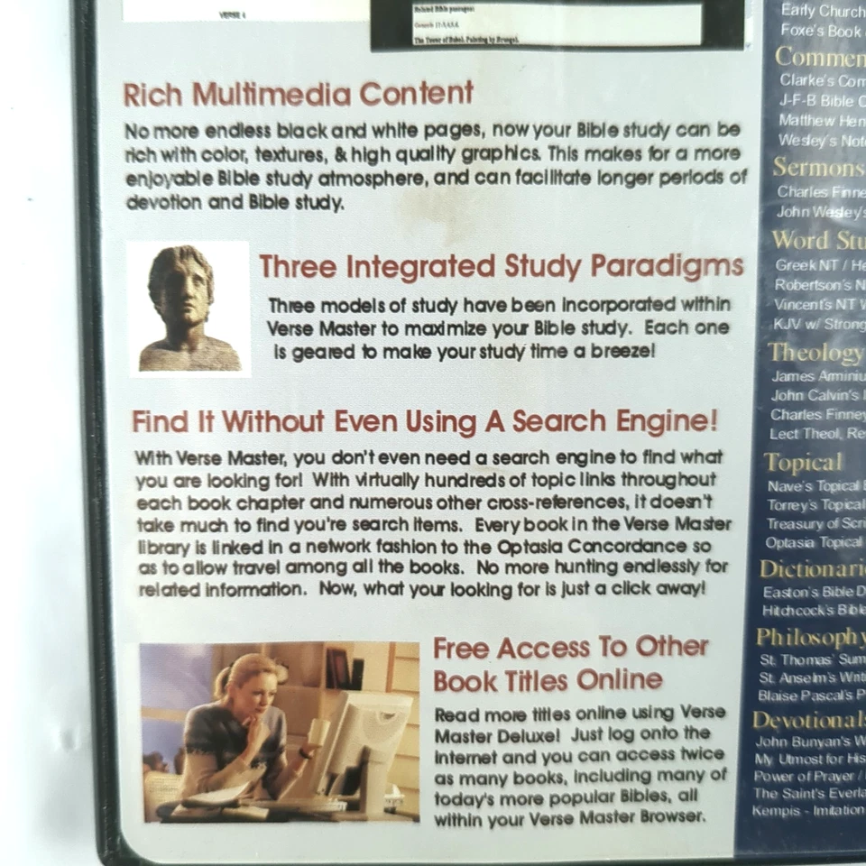 RARE PC CD - Verse Master Bible Software DELUXE - UNTESTED AND AS-IS (READ DESC) - Image 3 of 4