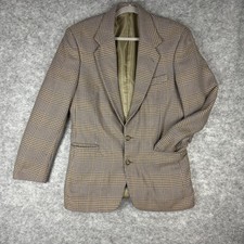 Ciatti Men  s 42R Beige Blue Green Plaid Wool Blend Blazer Vintage Classic Style