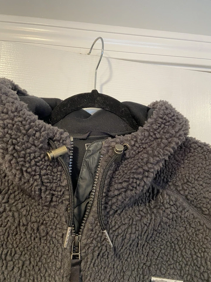 L.L.Bean Talla XL Gris Oscuro Sherpa Polar Abrigo Chaqueta Larga Cremallera Frontal Cálido Foto 4 de 4