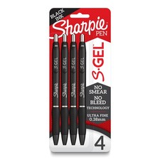 Sharpie S-Gel Pens, Ultra Fine Point 0.38mm , Black Gel Ink, 4 Count
