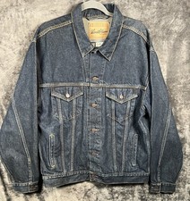 Levi Strauss Signature Denim Trucker Jacket Mens L Blue Jean Dark Wash Cotton
